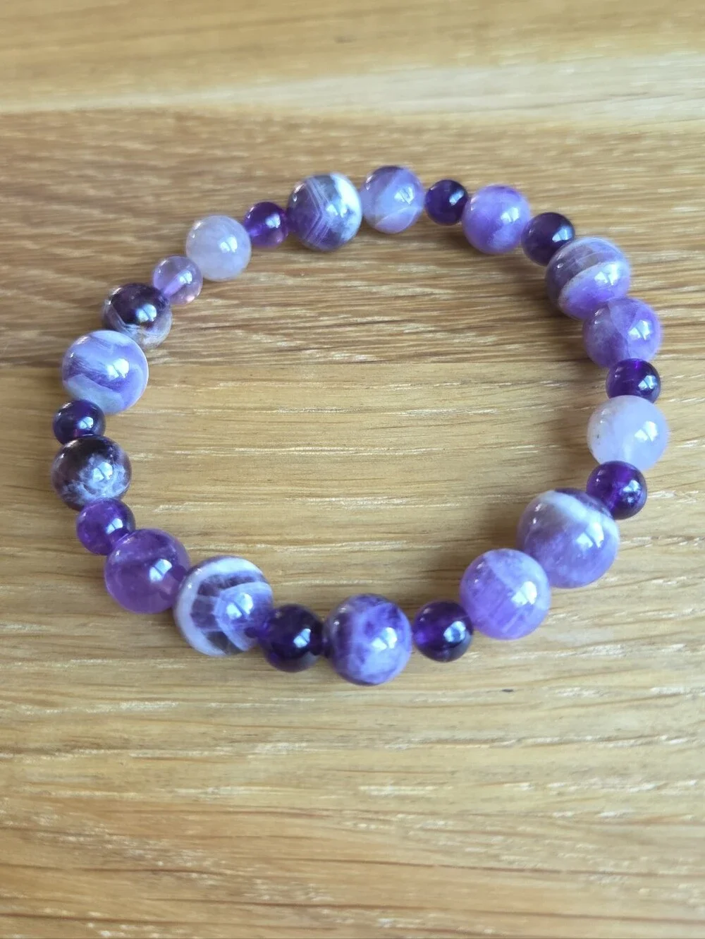 Amethyst Beaded Stretch Bracelet | Handmade